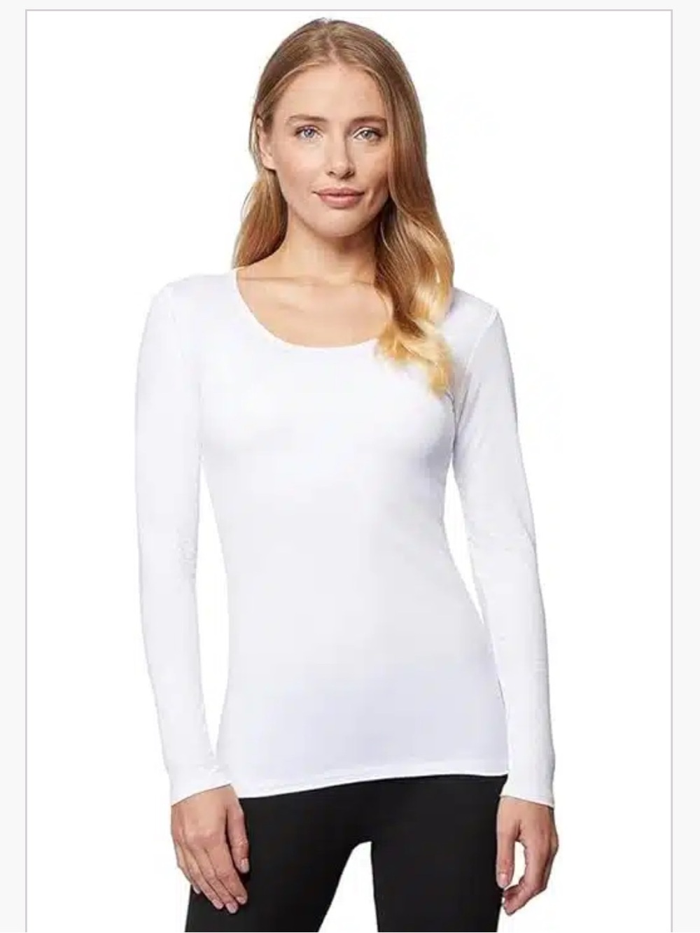 32 Degrees White Long Sleeve Scoop Neck Top